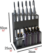 2-Tier Metal Umbrella Stand, Large-Capacity Commercial Umbrella Holder, Anti-Odor, Stable Base, Black Iron