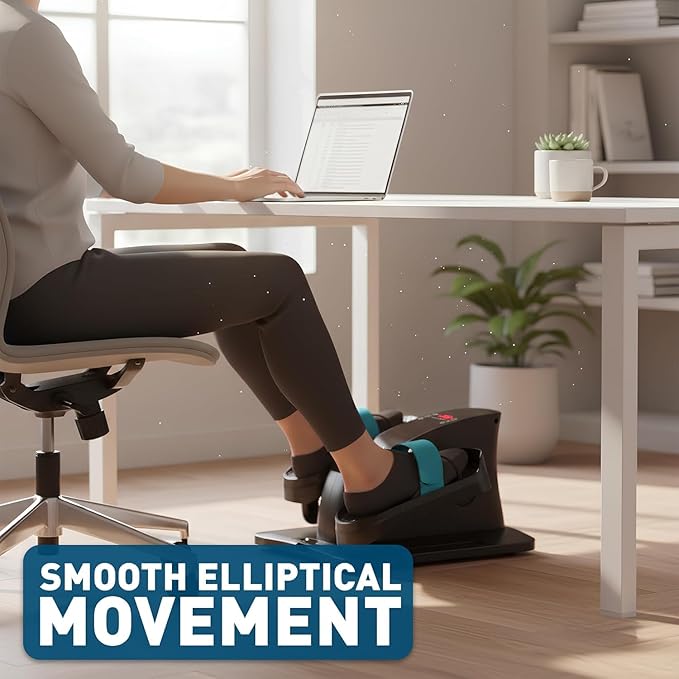 Under Desk Elliptical Machine – Electric Seated Pedal Exerciser for Seniors & Adults, Quiet Ellipse Leg Exerciser with 12-Speed Corded Electric Control, Remote, LCD Foot Pedals for Home Office Workout
