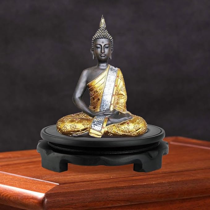 Wooden Display Stand Round Pedestal Base 5.11X5.11X1.57In Oriental Vase Sculpture Display Riser for Home Bedroom Living Room