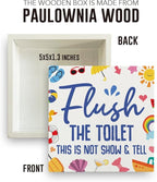 Funny Bathroom Signs Summer Bathroom Decor Flower Summer Decorations Wooden Box Sign for Home Office Farmhouse Table Shelf