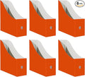 Limitliho 6 Pack Cardboard Magazine Holder for Desk, Book Bins for Classroom Library,Office,Home, 10.6" H x 10.2" L x 3.5" W in Magazine File Holder (Orange Red)