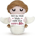 80th Birthday Gifts for Women Men, 1946 80th Birthday Decorations, Happy 80 Year Old Gifts for Family Friends - Handmade Positive Angel Crochet Doll