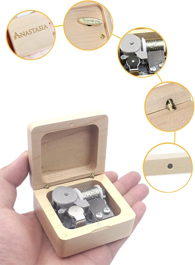Sinzyo Anastasia-Once Upon a December Music Box Vintage Musical Boxs for Birthday Gift Valentine's Day Christmas Day(Maple Wooden Box)