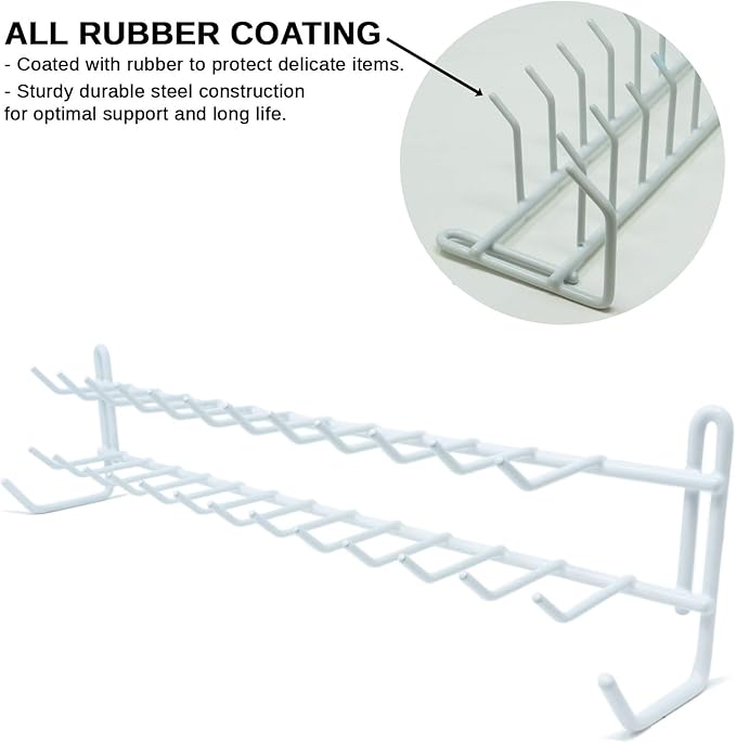 Huji Wall Mount Tie and Belt Rack Organizer, White (2 Pack)