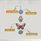 Decorative Bird Mobile Wall Hanging, Colorful Swallow Design with Flowers, Traditional Tattoo Style Art (Butterfly_Hanging_D_1)