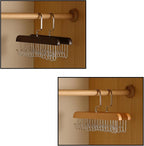 Belt Hanger 2Pcs Belt Hanger with 16 Hooks Bra Hangers for Closet,Space-Saving Wooden Closet Hanger Organizer for Ties, Scarves, Bras,Tank, Tops (1Wood Color 1Brown)