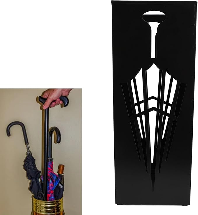 Square Metal Umbrella Holder, Umbrella Stand Rack for Entryway with Hollow Pattern, Fast Drying Rack Holder for Office and Entryway (Black)