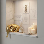 Braxio Elephant Statue Home Decor Indoor - Resin Abstract Golden Elephant Sculpture for Shelf Desk Table Office Living Room Bedroom Desktop Farmhouse Decoration Gift 7 x 4.4 x 5.3 Inch