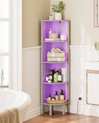 Corner Shelf Stand, 5 Tier Corner Bookshelf,Corner Furniture for Bedroom Display Corner Shelf for Small Space,Wood Shelves with Storage Rack for Living Room,Office,Gray
