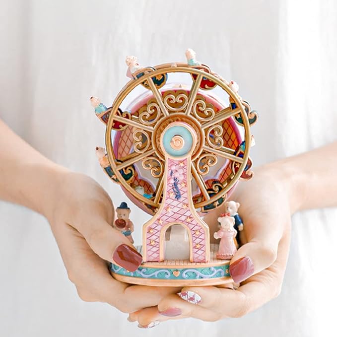 LOVE FOR YOU Gift Wrapped Music Box Bear Ferris Wheel Musical Decoration for Girls Kids Sister Son Daughter Mom Granddaughter Grandma Niece Children Women Christmas Birthday Presents Gifts