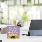Sunflowers Purple Room Decor Sunflower Gifts for Women Spring Decor Purple Accessories Sunflower Wooden Box Sign for Home Office Desk Tabletop Shelf