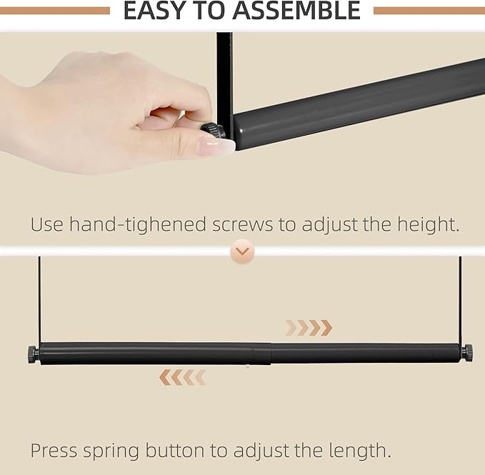 STORAGE MANIAC Adjustable Closet Rod Extender, Heavy Duty Space-Saving Clothes Hanging Bar, Double Rod Organizer, Black, 1 Pack
