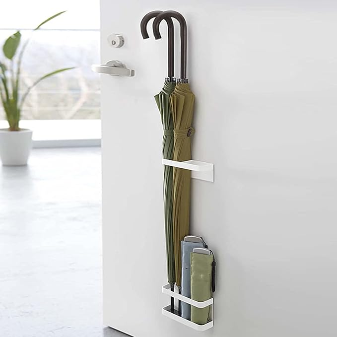 Zerone Magnetic Umbrella Stand Holder, No Punching Umbrella Stand Rack Height Adjusting Wall Mounted Storage Organizer for Home, Office, Hotel (Elegant White)