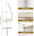Artilady White Corner Floating Shelves Wall Hanging- Macrame 3 Tier Corner Shelf Plant Wall Decor Boho Rustic Wooden Storage Orgnizer for Bedroom Living Room Pots Photos