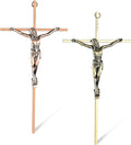 ACHIBANG 2 Pack Crucifix Wall Cross – Gold & Copper Catholic Jesus Crosses for Wall, 10" Metal Crucifix Decor for Blessing & Protection