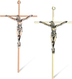 ACHIBANG 2 Pack Crucifix Wall Cross – Gold & Copper Catholic Jesus Crosses for Wall, 10" Metal Crucifix Decor for Blessing & Protection