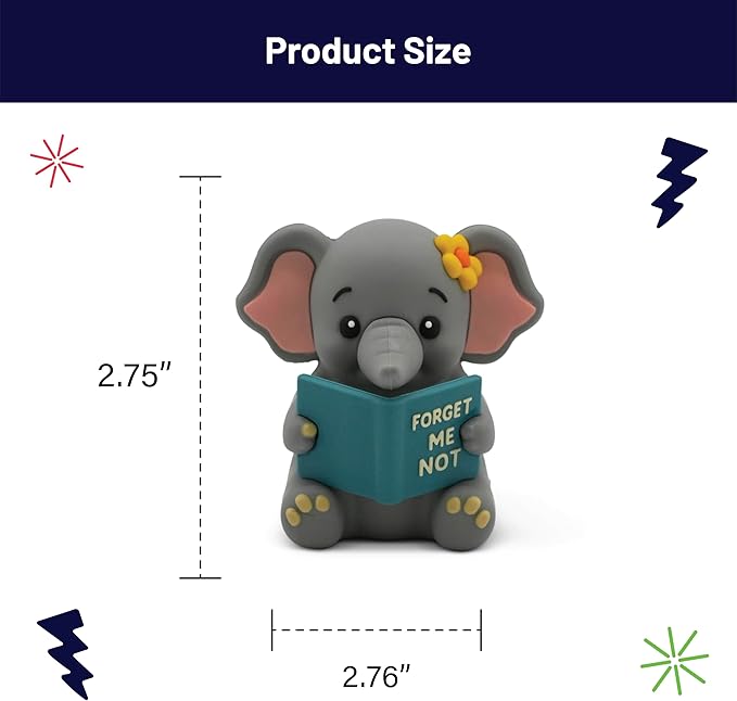 Little Readers – Cute Figurines for Bookshelves, Desks, Terrariums & Home Decor – Book-Loving Animal Statues - Elephant