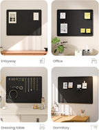 Fluxynara Bulletin Board, 23.6" x 17.5" Cork Board Alternative with 12 Safe Removable Adhesive Tabs, Foldable Felt Pin Board for Home Office, Classroom, Bedroom,Entryway for Walls—Black