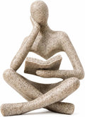 Bookshelf Decor Thinker Statue, Sand Abstract Reading Figurine Style A, Resin Decorative Bookend for Coffee Table, Shelf, Home Office, Library, Gift for Book Lovers