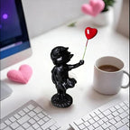 Banksy Street Graffiti Art Statue,Love Balloon Girl Room Decor,Resin Ornaments,Living Room Dining Desk Decorations,Bookshelf Decorative Objects(Black)