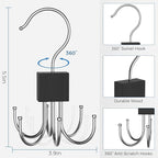 Belt Hanger, Belt Organizer for Closet 360° Rotatable Max 24 Belt Storage Space Saving Closet Organizers and Storage for Belt, Bra, Tank Top, Tie, Scarf, Purse 3Pcs