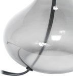 Simple Designs LT2063-SMG Small Glass Raindrop Bedside Table Lamp with Gray Fabric Shade, Smoke (Pack of 2)