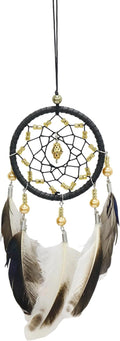 Pine & Linen Handmade Dream Catcher,Bohemian Style Car Rearview Mirror Hanging Charms Feather Pendant,Good Luck Charm for Car Accessories/Wall Hanging/Women/Gift(Black)