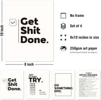 DSHFG Funny Motivational Office Pictures Wall Art Decor Prints Set of 4, Motivational Wall Art Decor Trendy Retro Posters Prints for Office Home Decor, 8x10 Unframed