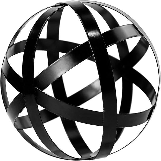 Decorative Sphere Metal Band Ball Orbs Decorative Balls Home Decor Accents Tabletop Decorations for Living Room, Kitchen, Bedroom Centerpiece for Dining Room Coffee Table, Side Tables (Black)