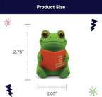 Little Readers – Cute Figurines for Bookshelves, Desks, Terrariums & Home Decor – Book-Loving Animal Statues - Frog