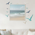 Wesiti 11 Pcs Wooden Seagull Wall Decor Nautical Theme Beach Coastal Art Small Seagull Sea Birds Wall Decor Ocean Adhesive Sculpture Vintage Ornaments for Home Bathroom(Brown Blue White)