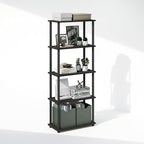Furinno Turn-N-Tube Book Shelf, 5-Tier Bookshelf, Bookcase with Multipurpose Compact Display Rack, 11.6 x 23.6 x 57.4, for Living Room, Bedroom, Home Office, Espresso/Black
