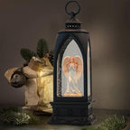 Eldnacele 12” Christmas Snow Globe Lantern Angel with Music & Timer, USB Lined/Battery Operated Lighted Water Glittering Nativity Lantern for Christmas Festival Centerpiece Decoration Gifts – Angel