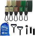 Bodylastics Patented Basic Series Resistance Band Set - 5 Resistance Bands with Snap Reduction Tech, 2 Handles, 2 Ankle Straps, 1 Door Anchor & 1 Carry Bag