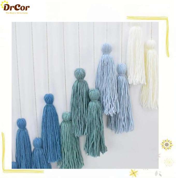 DrCor Ombre Green Boho Macrame Garland – Rustic Yarn Wall Hanging for Living Room, Bedroom or Entryway Decor, Forest Green Mantel Banner, Farmhouse Party or Wedding Decoration