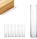WGVI Quality Thick Weighted Tall Clear Cylinder Glass Vases, 4" W x 20" H, Flower Arrangement Floating Candle Holders Wedding Centerpieces Event Floral Tabletop Display Décor, Bulk Wholesale, 6 Pcs