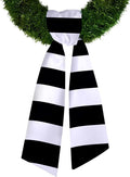 Christmas Wreath Sash for Front Door, Horizontal Striped Sash Black White Burlap Wreath Accessories Birthday Holiday Ribbon for Home Wedding Decorations