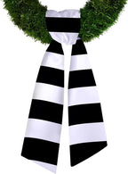 Christmas Wreath Sash for Front Door, Horizontal Striped Sash Black White Burlap Wreath Accessories Birthday Holiday Ribbon for Home Wedding Decorations