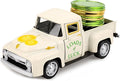 St. Patrick's Day Mini Metal Truck with Plastic Coin Vintage Diecast Pickup Tiered Tray Decor Rustic Farmhouse Shamrock Ornament Truck for St Patrick Home Shelf Table Tiered Tray Decorations
