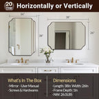 ANDY STAR Brushed Bronze Scalloped Mirror, 26"x38" Bathroom Vanity Mirror, Antique Scalloped Mirror in Premium Stainless Steel Frame, Timeless Shape with Unique Flair, Hangs Vertically/Horizontally