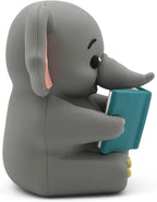 Little Readers – Cute Figurines for Bookshelves, Desks, Terrariums & Home Decor – Book-Loving Animal Statues - Elephant