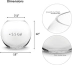 CYS EXCEL Large Glass Bubble Bowl (H-12" W-13", Approx. 5.5 Gal.) Round Bowl Terrarium Globe Flower Vase Centerpiece for Weddings Events Arrangements