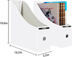 Limitliho 6 Pack Cardboard Magazine Holder for Desk, Book Bins for Classroom Library,Office,Home, 10.6" H x 10.2" L x 3.5" W in Magazine File Holder(White)
