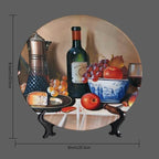 Decorative Plate Holder, 8 Inch, Cheese Makes Wine Taste Better Round Display Plate, Decorative Plates with Stand, for Home Kitchen Bedroom Decorative Ornaments