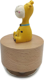 Mini Wooden Animal Rotary Music Box with Cute Giraffe Ornament (You are My Sunshine.)