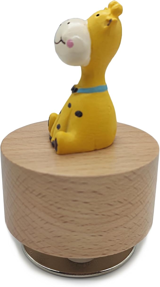 Mini Wooden Animal Rotary Music Box with Cute Giraffe Ornament (You are My Sunshine.)