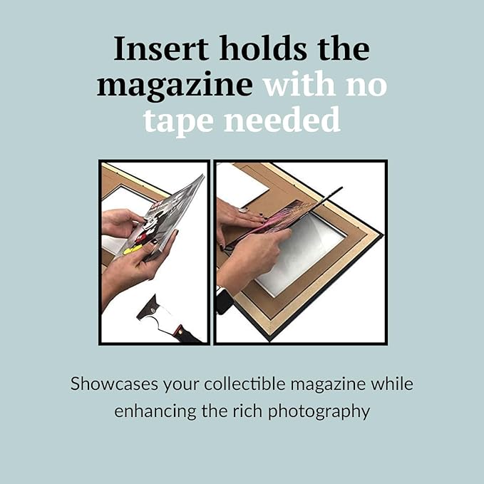 Creative Picture Frames 12.5 x 16 Magazine Frame with Full-Strength Glass, Holds Up To A 1/4" Thick Media with Installed Hangers for Easy Mounting, 14x18 Black Frame with White Mat