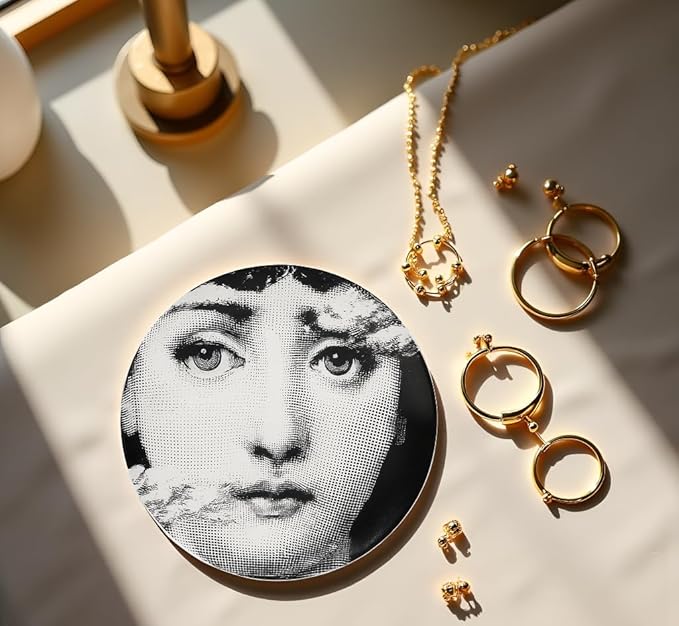 10" Italian-Style Decorative Plate – Modern Art Face Design, Handcrafted Ceramic Platter for Tabletop or Wall Display (Pretty Face)
