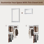 ROOMTEC Modular Closet System, 40" Wall-Mounted Closet Organizer with Hanging Rods, Wooden Tower for Walk-In Closets, Wardrobe Storage Kit, White