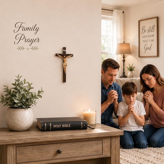 Magicsculp 10.6'' Catholic Crucifix Wall Crosses - Hand Painted Jesus on the Cross, Religious Cross Gifts on Hanging Wall for Church Home Office Baptism Decor